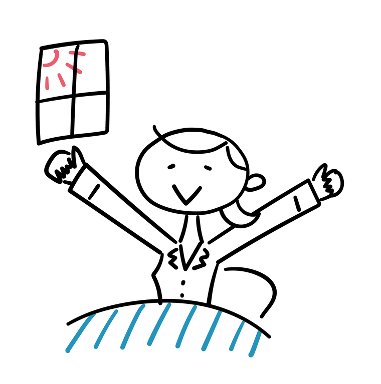 気持ちよく目覚める女性のイラスト